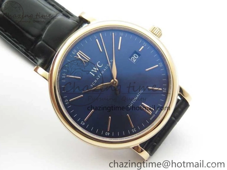 MIROTIME 0809 MoistureWicking Portofino Automatic RG IW356522 FKF 1:1 Best Edition Blue Dial on Black Croco Strap A 7109